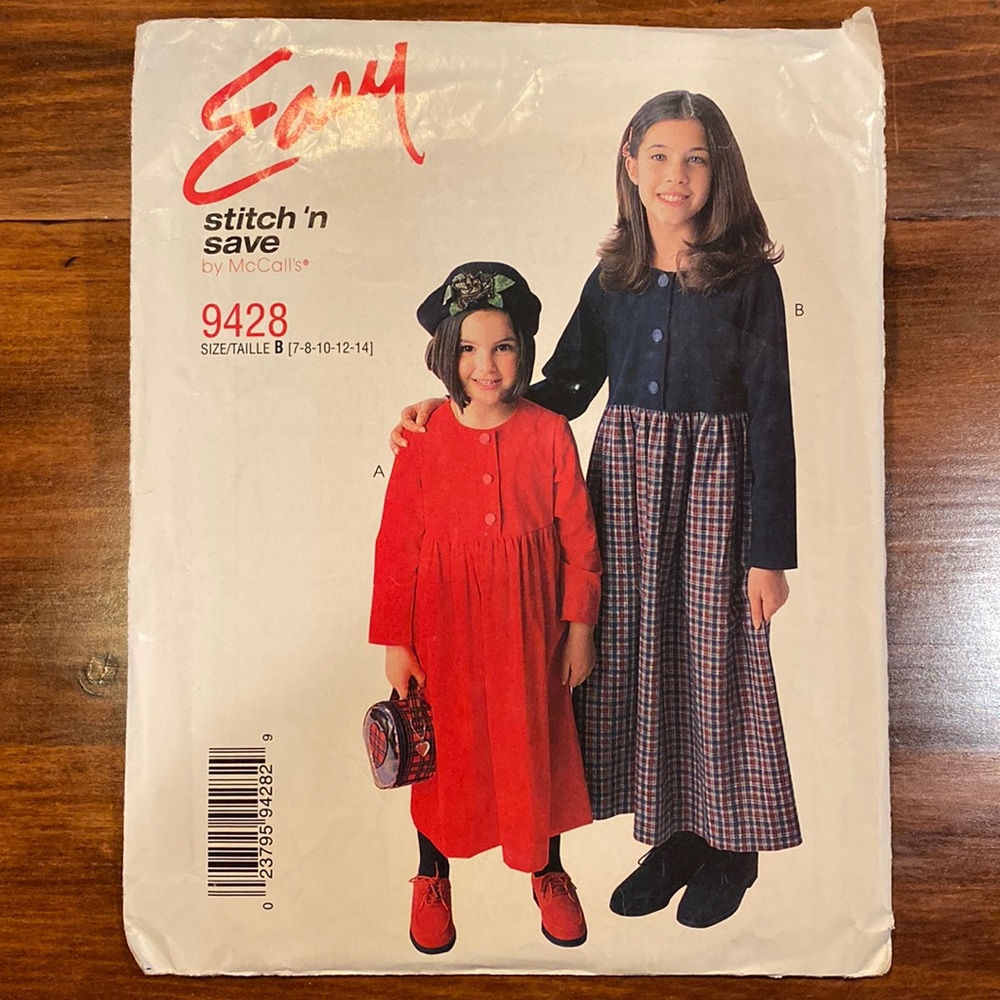 McCall’s Easy Stitch n Save Sewing Pattern 4688 Dress Uncut Cottagecore Kid 7-14